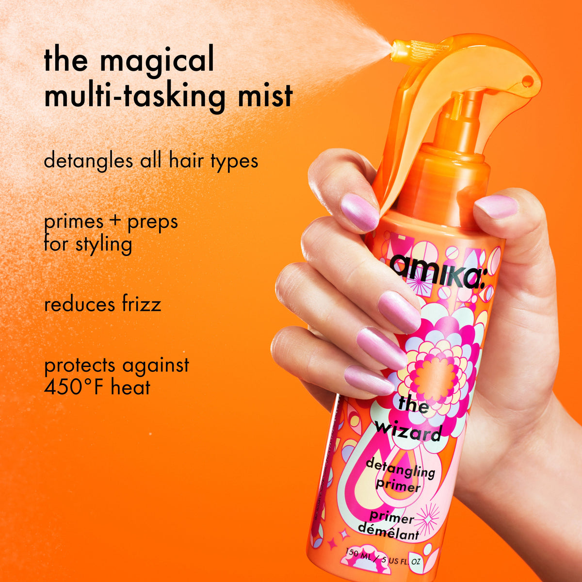 Image of the wizard. text reads: "the magical multi-tasking mist. wizard detangles all hai