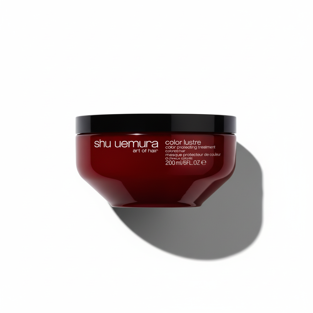 Shu Uemura hair treatment mask jar on a white background