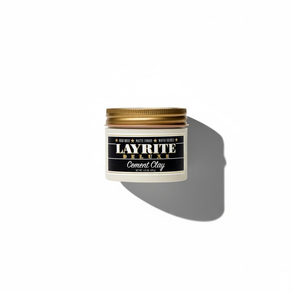 Jar of Layrite Deluxe Cement Clay on a white background
