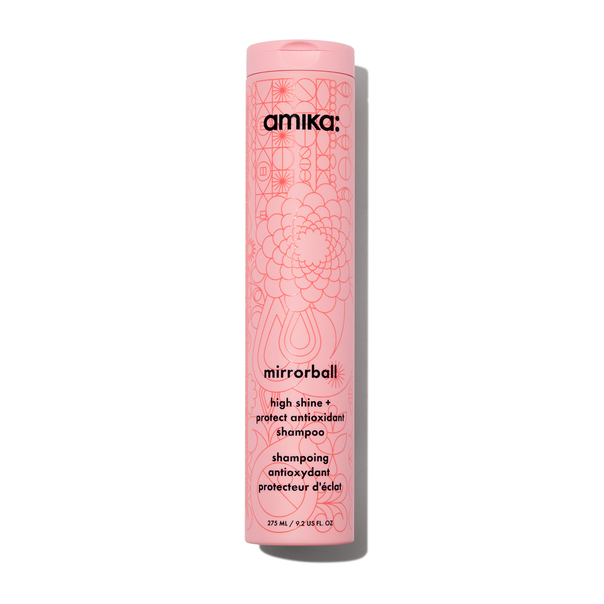 Amika mirrorball high shine + protect antioxidant shampoo in 275 ml / 9.2 fl oz bottle