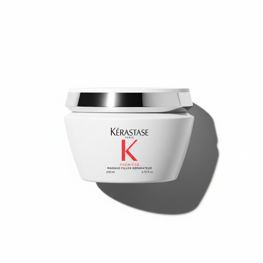 A jar of Kérastase Première Masque Filler Éprateur Hair Mask, designed for repairing and reinforcing damaged hair.