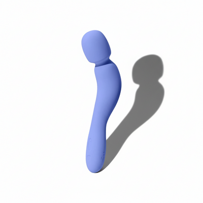 Blue handheld massager on a white background