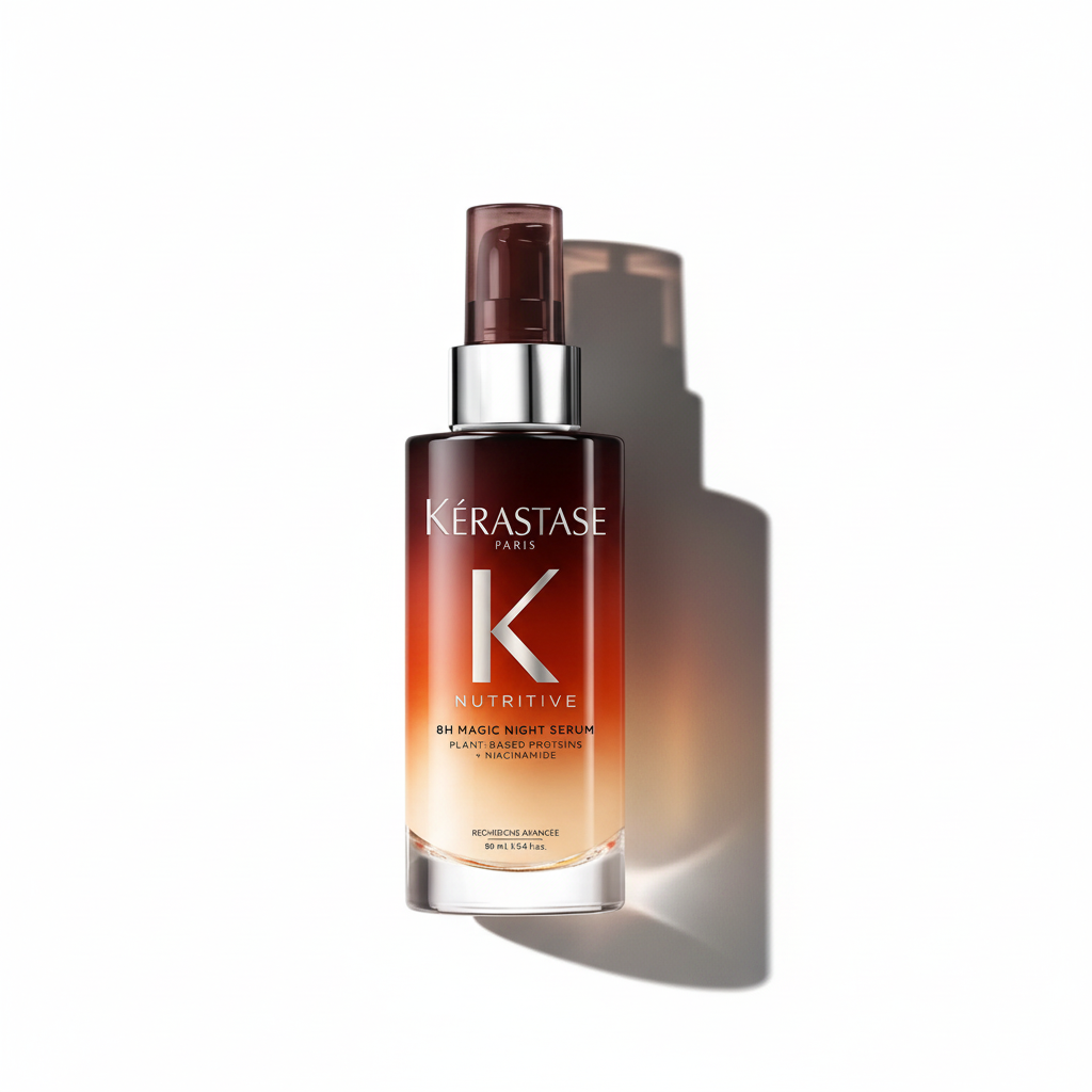 Kérastase hair care product bottle on a white background