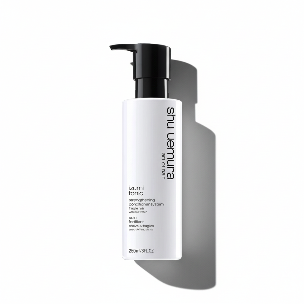 Shu Uemura conditioner bottle on a white background