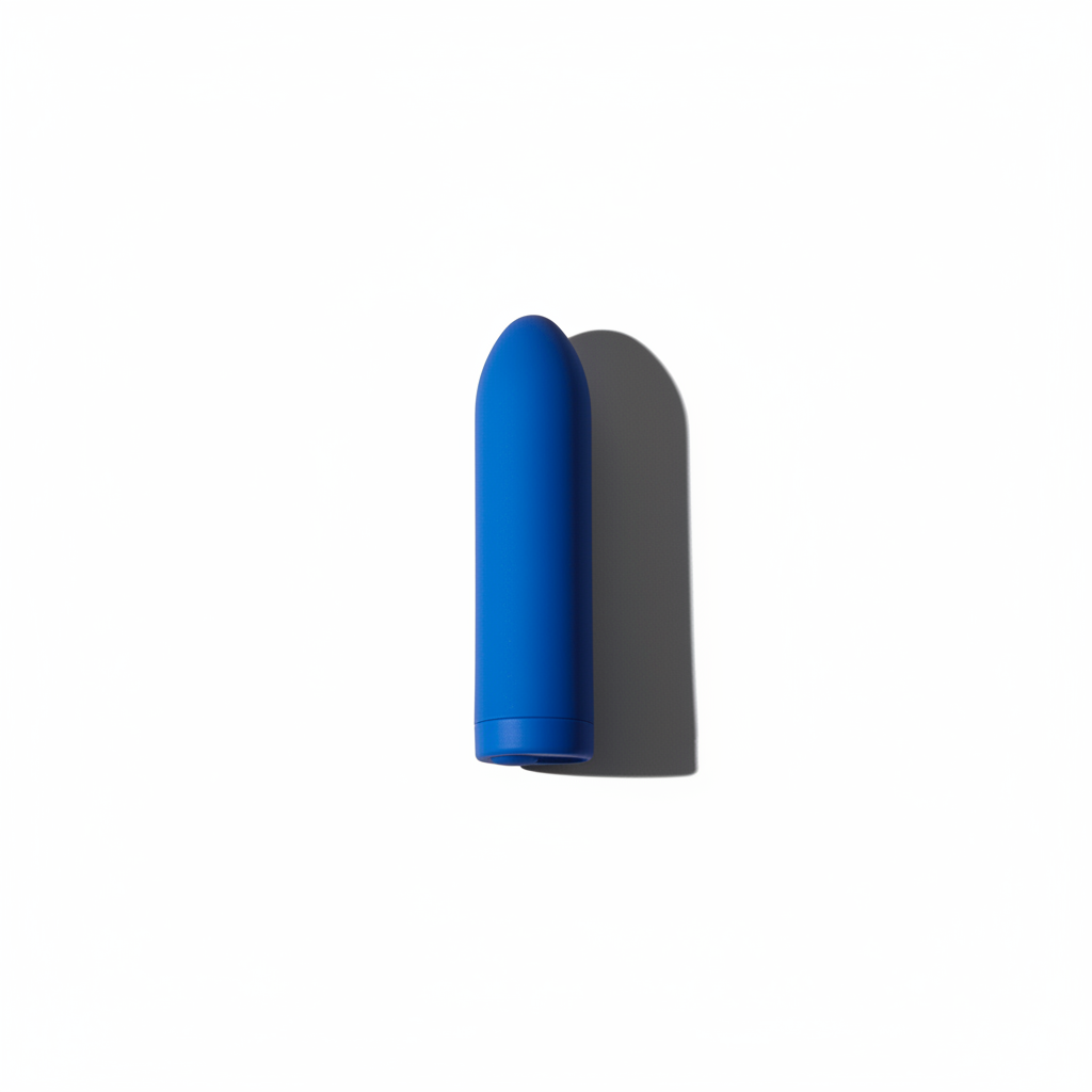 Blue cylindrical object on a white background