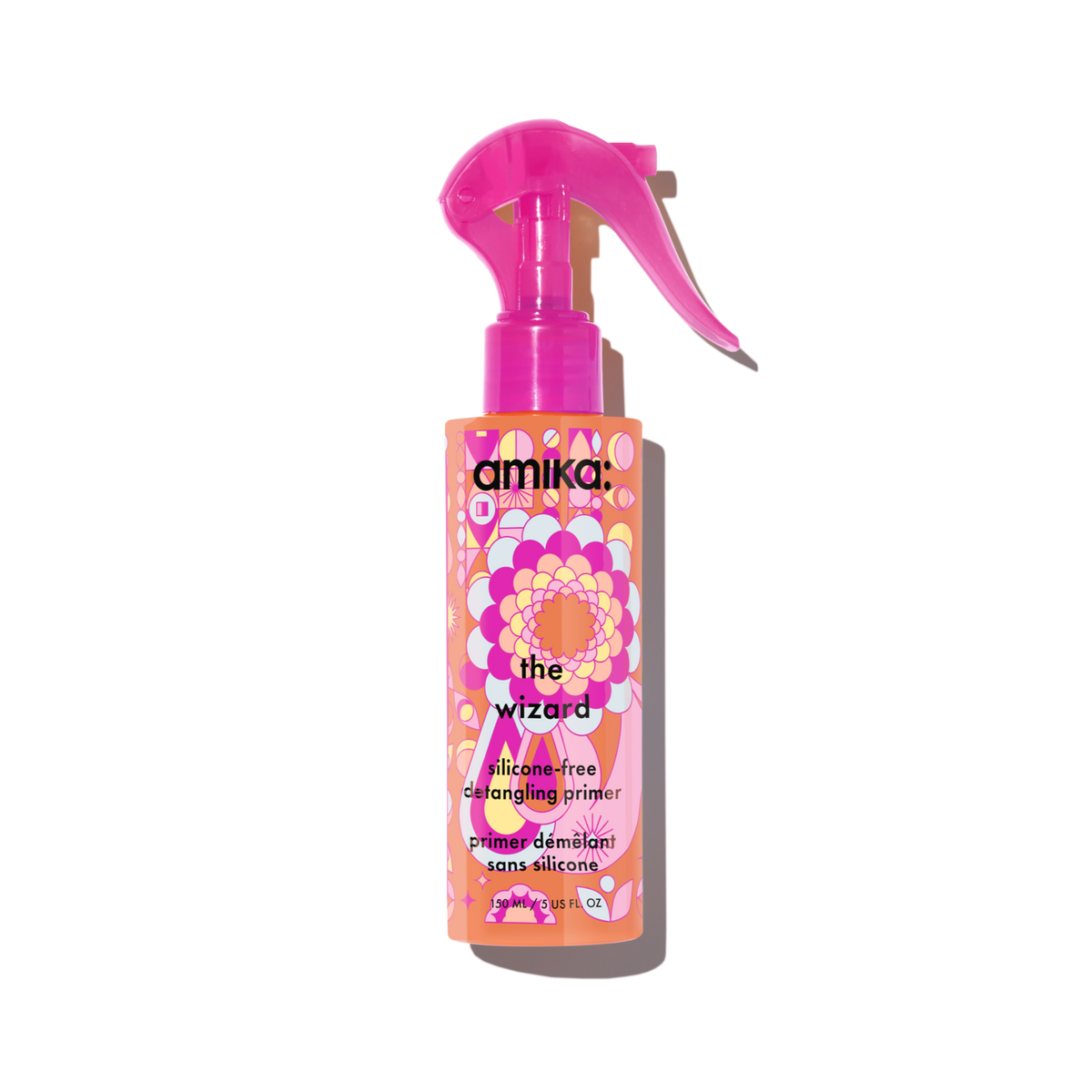 Amika the wizard silicone-free detangling primer. 150 ml / 5 US fl oz size bottle