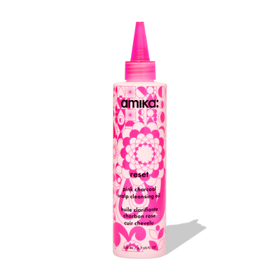 Image of Amika reset pink charcoal cleansing oil in 200 ml / 6.7 US fl oz size